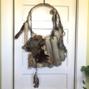 Fur‎ & Feather Dream Catcher Mandella Wall Hanging Large 30" Native American